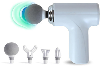 SOBO Handheld Massager Gun For Deep Tissue Pain Relief With Powerful Battery With 4 Massager Head, 6 Speed Setting, Percussion Full Body Massage Machine Gun Massager(White)