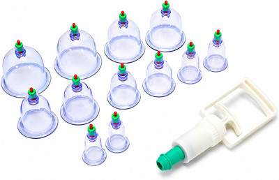 Birud 12 Pcs Massage Cans Cups Vacuum Cupping Kit Pull Out Vacuum Apparatus Therapy Relax Massager Body Suction Pumps Hijama Cupping Kit Set Massager(Multicolor)