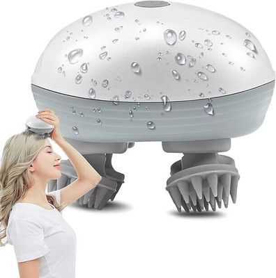 Shopeleven Electric Scalp Massager, Electric Head Massager, Rechargeable Head Scratcher Revive Scalp Massager | 96 Silicon Kneading Points with Detachable Heads Scalp Massager(White, Grey)