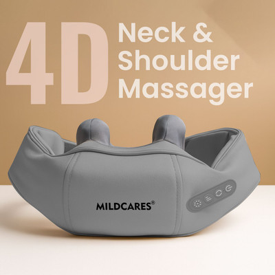 Mildcares Electric Neck Massager Machine with Heat | 4D Shiatsu Neck & Shoulder Massager, 4D Shiatsu Electric Neck & Shoulder Massager with Heat Rechargeable Pain Relief Massager(Grey)