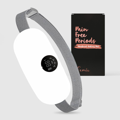 Femix Menstrual Cramps & Pain Relief | Heated & Adjustable, Travel Friendly Period Massager(White)
