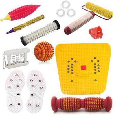 INSTADEALS Acupressure Massager Tools Combo Kit Bio-Magnetic Power Foot Mat Magnet-Therapy Massage Rings Stress & Pain Relief Acupressure Tool Kit Massager(Multicolor)
