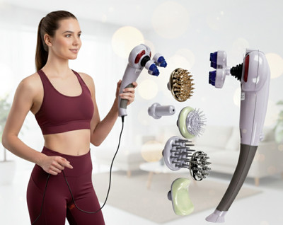 PARCANOFIT Heavy Duty Body Magic Massager 8 Versatile Attachments Full-Body Pain Relief & Relaxation For Back, Neck, Foot, Thigh, Hand, Belly Acupressure Massager Massager(Grey)