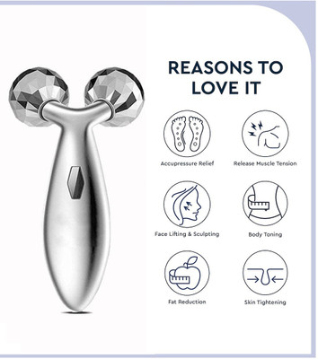 GABBU PP-57 3D - Facial Massage Face & Body Massager Roller Massager(Silver)