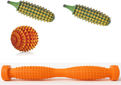 Ronofic Acupressure Massager Tool Set – Foot Roller, 2 Wooden Karela Roller & Spiky Massage Ball Massager(Multicolor)
