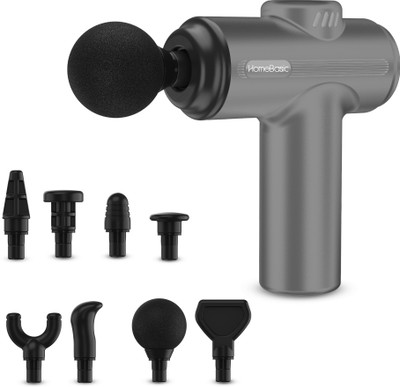 HOMEBASIC HB-M3-GRY Deep Tissue Massage Gun for Pain Relief| Cordless, 8 Heads, 6-Speeds, 3200 RPM Massager(Grey)