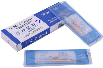 KEVJ TX-PinPai Manual Acupuncture Copper Needles for Full body Size: 0.25x13, (Pack of 100) Massager(Silver)