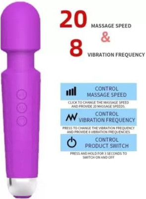 VISHMART Waterproof Rechargeable Personal Body Massager for Women | Wand Vibrate Machine with 20 Vibration Modes & 8 Speed Patterns Massager(Multicolor)