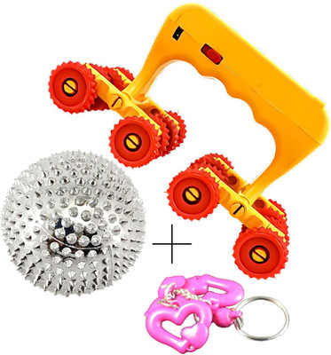 KTHC Acupressure Roller 16 wheels and Magnetic Ball for pain relief and relaxation (Multi color) Massager(Combo Pack of 2)