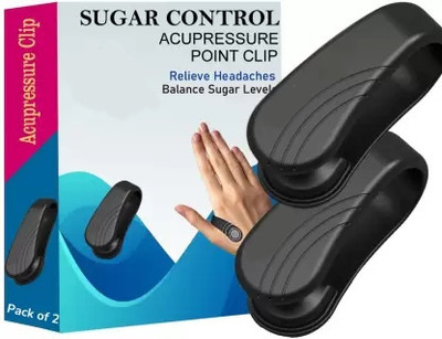 AcuHealth Acupressure Point Clip for Sugar Control (2pc), Migraine Headache Massager to Reduce Diabetes & Blood Sugar Level with Acupuncture Pinpoint Therapeutic Massager(Black)