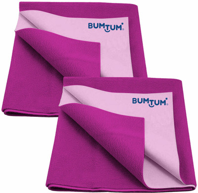 BUMTUM Cotton, Fleece Baby Bed Protecting Mat(Grape, Medium, Pack of 2)