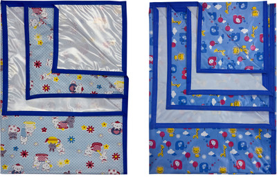 ECOSOFT Plastic Baby Bed Protecting Mat(BLUE RABBIT & BLUE JUNGLE BOOK, Large, Pack of 2)