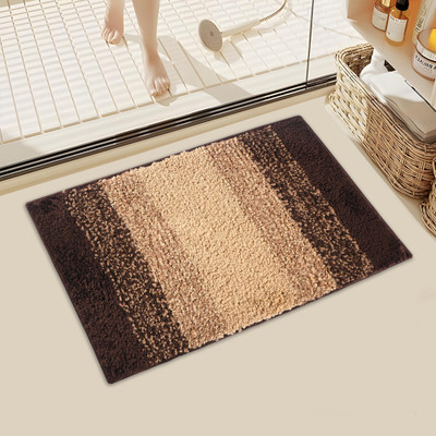 KUBER INDUSTRIES Microfiber Floor Mat(Brown, Cream, Medium)