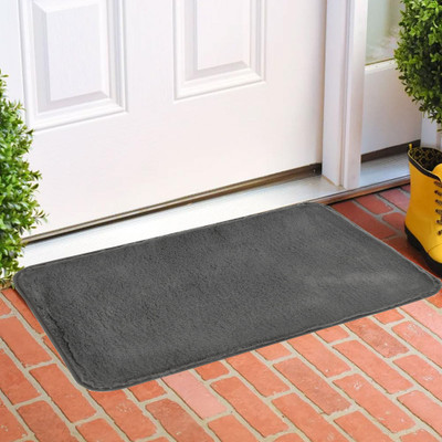 RM Handloom Polyester Door Mat(Fur Grey, Small)