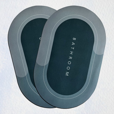 GRISHVA Rubber Bathroom Mat(Green, Pack of 2, Medium)