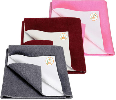 D BABY HOME Cotton Baby Bed Protecting Mat(Grey + Maroon + Pink, Pack of 3, Large)