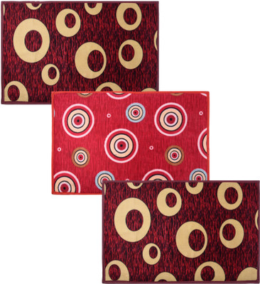 KUBER INDUSTRIES Polyester Door Mat(Multicolor, Medium, Pack of 3)