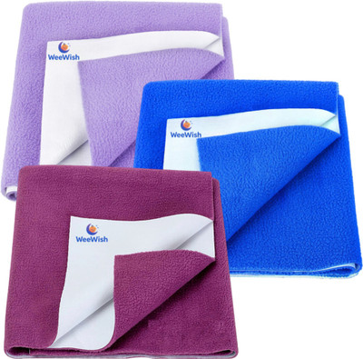 WeeWish Waterproof, Cotton, Fleece Dry Sheet, Reusable & Washable, (LARGE) - PACK OF 3(Plum, Blue, Lavender)