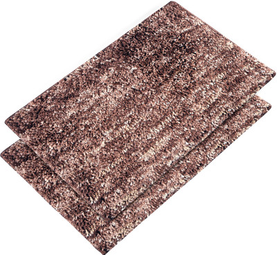 KUBER INDUSTRIES Microfiber Door Mat(Brown, Large, Pack of 2)