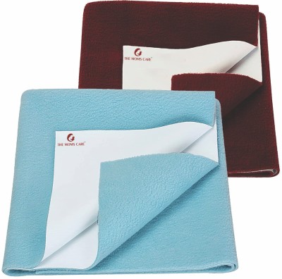 TheMomsCare Cotton Baby Bed Protecting Mat(Sky Blue, Maroon, Small, Pack of 2)