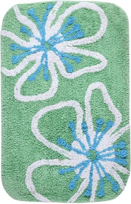 Saral Home Cotton Bathroom Mat(Green, Medium)