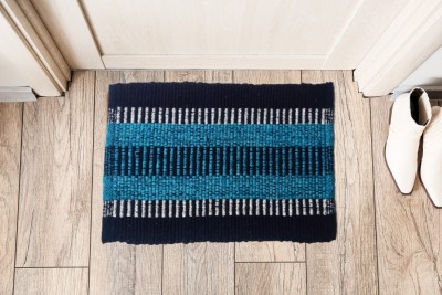 Urban Arts Polycotton Door Mat(Blue, Medium, Pack of 2)