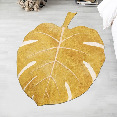 VIKCLIQUE Microfiber Door Mat(LeafShapeYellow, Large)