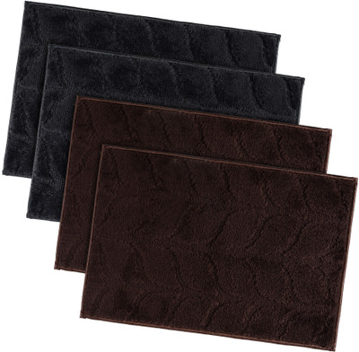 KUBER INDUSTRIES Microfiber Door Mat(Brown, Grey, Medium, Pack of 4)