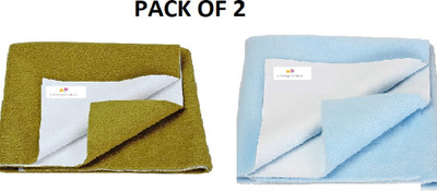 Livingcreation Polycotton Baby Bed Protecting Mat(GOLDEN BLUE, Medium, Pack of 2)
