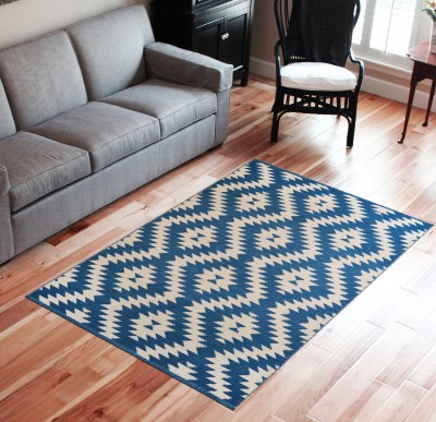 house of handmade Cotton Floor Mat(Blue, Large)