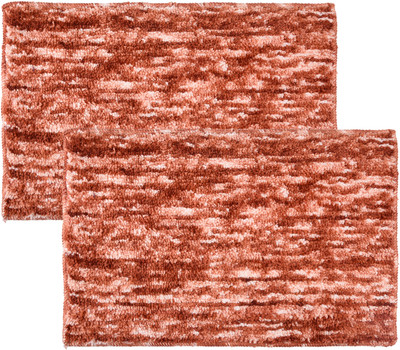 KUBER INDUSTRIES Microfiber Door Mat(Orange, Medium, Pack of 2)