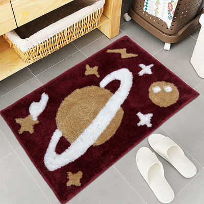 Manjeet Polyester Bathroom Mat(Mahroon mustard, Medium)