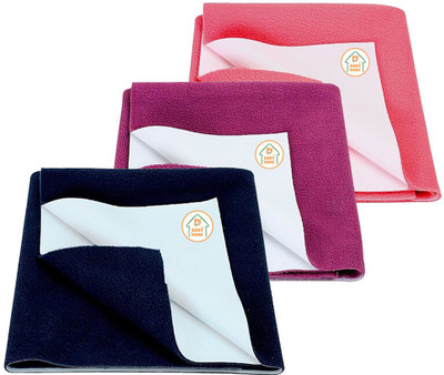 D BABY HOME Cotton Baby Bed Protecting Mat(Dark Blue + Rani Pink + Salmon Rose, Pack of 3, Small)