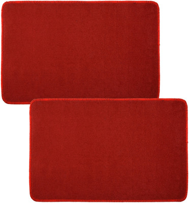 KUBER INDUSTRIES Wool Door Mat(Red, Medium, Pack of 2)