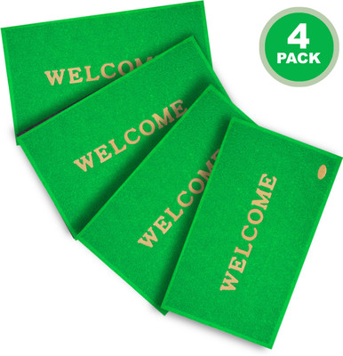 Royal Lush PVC (Polyvinyl Chloride) Door Mat(Green, Pack of 4, Medium)