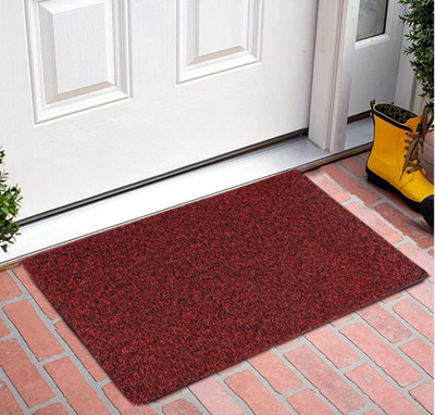 FABMARTS PVC (Polyvinyl Chloride) Door Mat(Red and Black, Medium)