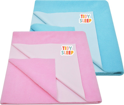 TIDY SLEEP Cotton, Fleece Baby Bed Protecting Mat(Pink, Light Blue, Small, Pack of 2)