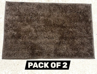 Praaj Microfiber Door Mat(Brown, Pack of 2, Medium)