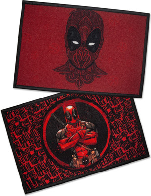 Athom Living Nylon Door Mat(Red::Black, Medium)