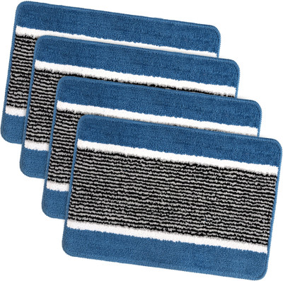KUBER INDUSTRIES Microfiber Door Mat(Blue, Medium, Pack of 4)
