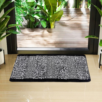 KUBER INDUSTRIES Microfiber Door Mat(Black, Medium)