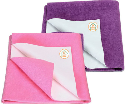 D BABY HOME Cotton Baby Bed Protecting Mat(Plum + Pink, Pack of 2, Medium)