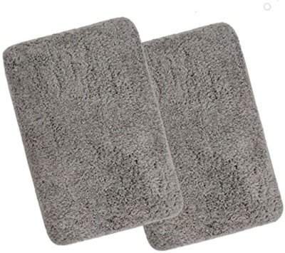 MAA HOME CONCEPT Microfiber, PP (Polypropylene) Floor Mat(Grey, Medium, Pack of 2)