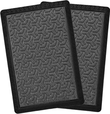 YELLOW WEAVES Rubber Door Mat(Grey, Medium, Pack of 2)