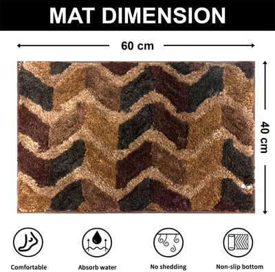 F i Microfiber Door Mat(ZigZag Taupe, Small)