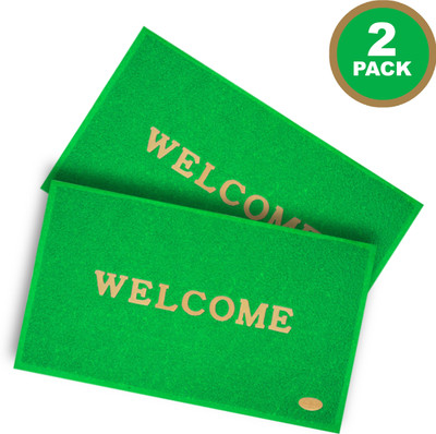 Royal Lush PVC (Polyvinyl Chloride) Door Mat(Green, Pack of 2, Medium)