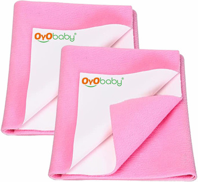 Oyo Baby Cotton Baby Bed Protecting Mat(Pink, Pack of 2, Medium)