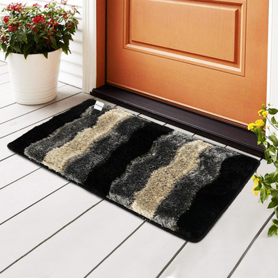 HOMESTIC by Kuber Industries Polyester Bathroom Mat(Black, Grey, Free)