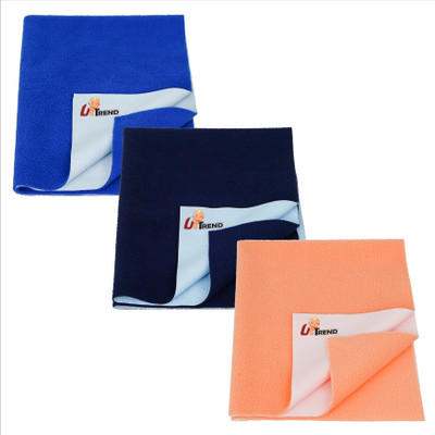 UpTend Cotton Baby Bed Protecting Mat(BLUE, DARK BLUE, PEACH, Pack of 3, Medium)