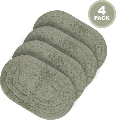 Royal Lush Cotton Door Mat(Green, Pack of 4, Medium)